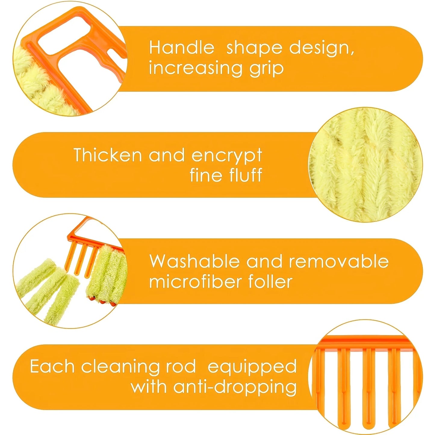 2pcs Blinds Cleaning Brush,Handheld Mini Curtain Brush Dust Remover With 7 Removable Microfiber Sleeves,Home Gadgets